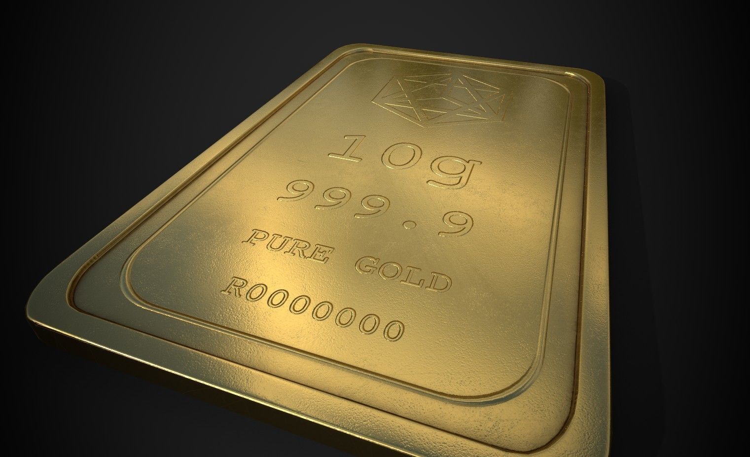Gold Bar 10g Low-poly 3D model_4