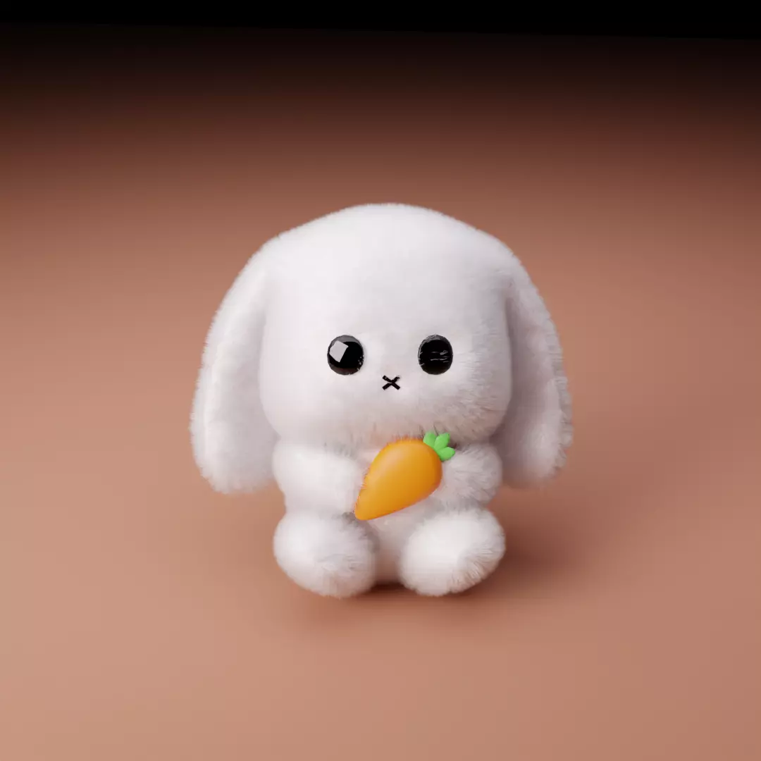 Bunny Plushie Low-poly 3D model_0