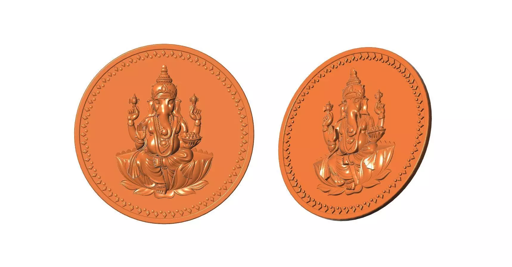 God Ganesh Ji Coin Design File 3D print model_0