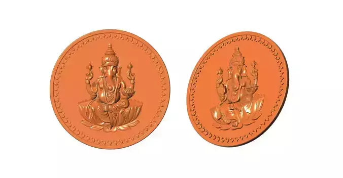 God Ganesh Ji Coin Design File 3D print model