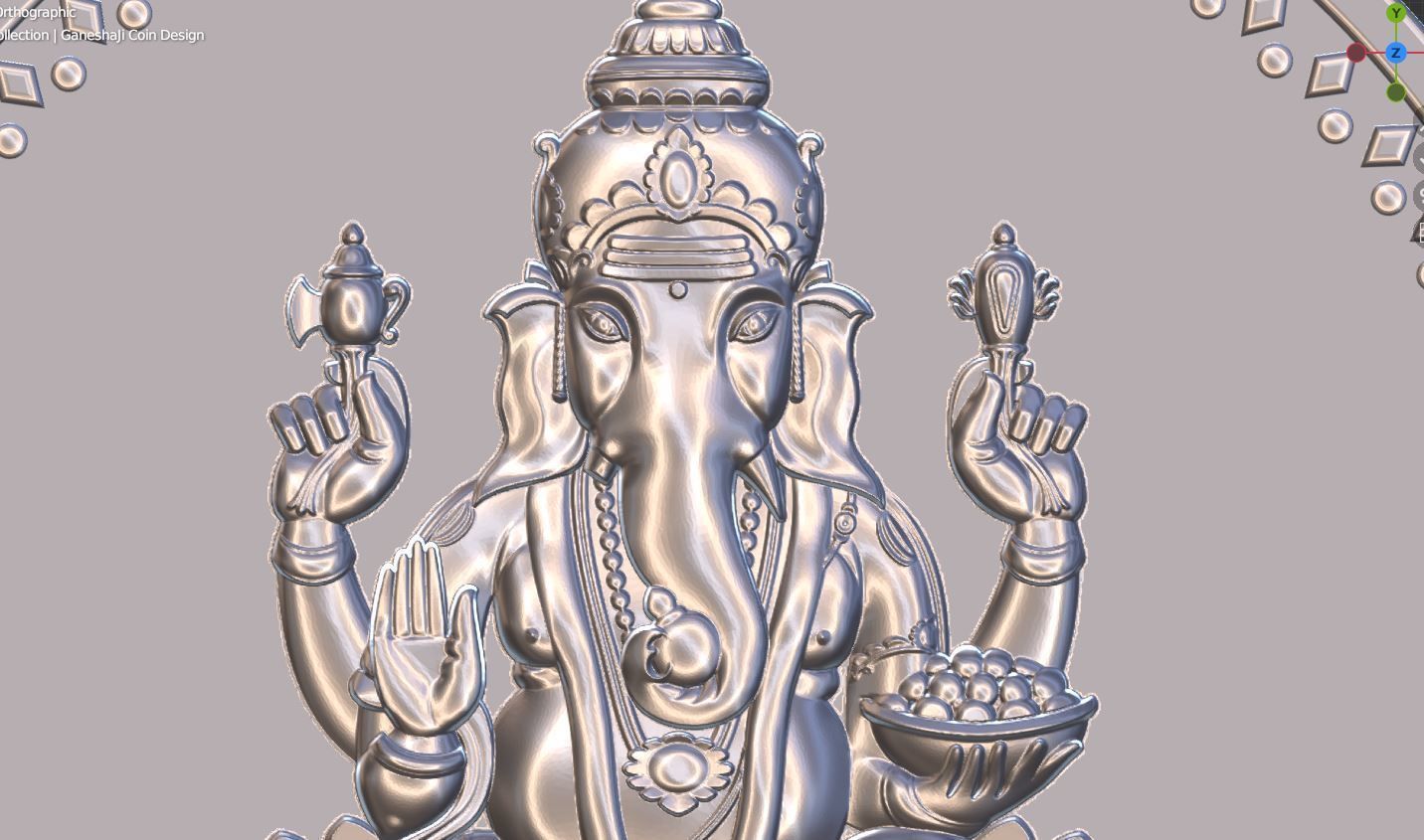 God Ganesh Ji Coin Design File 3D print model_7
