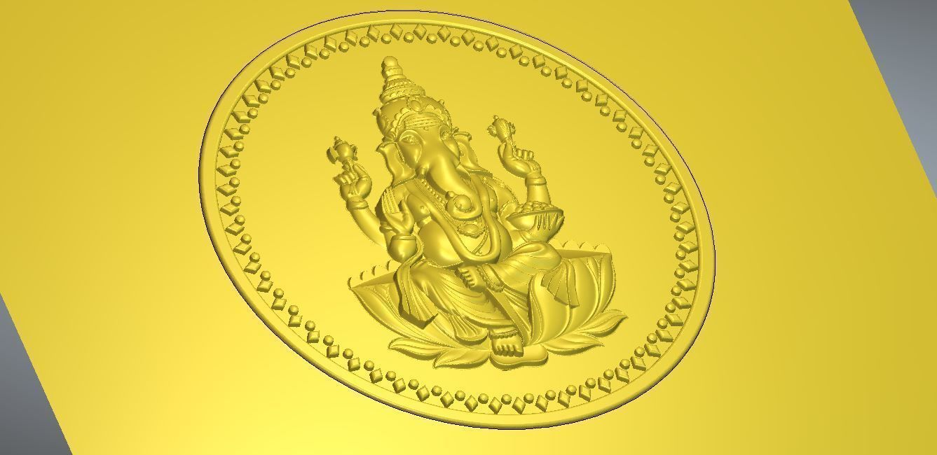 God Ganesh Ji Coin Design File 3D print model_5