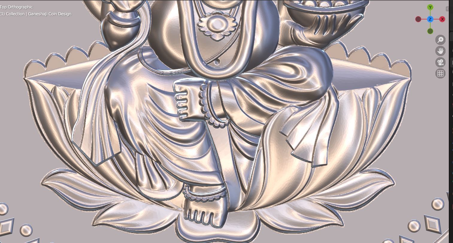God Ganesh Ji Coin Design File 3D print model_4