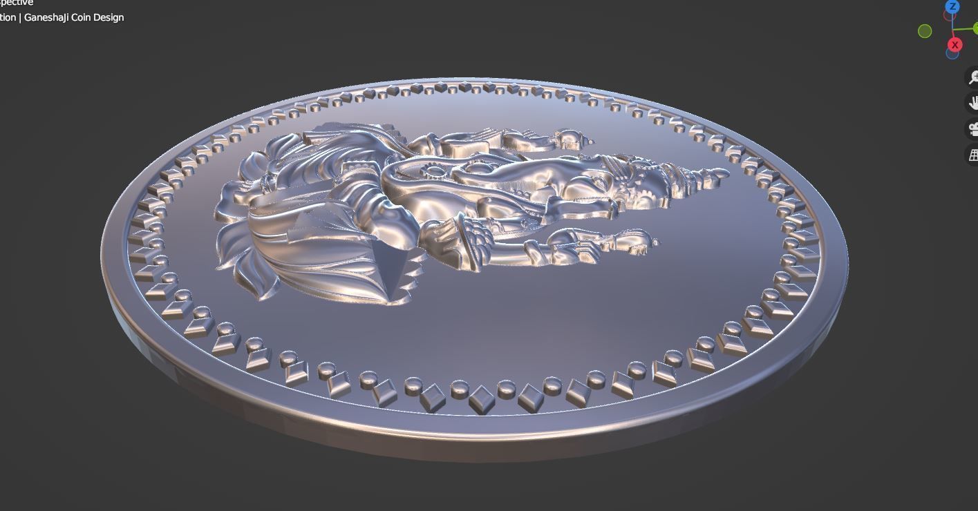 God Ganesh Ji Coin Design File 3D print model_2