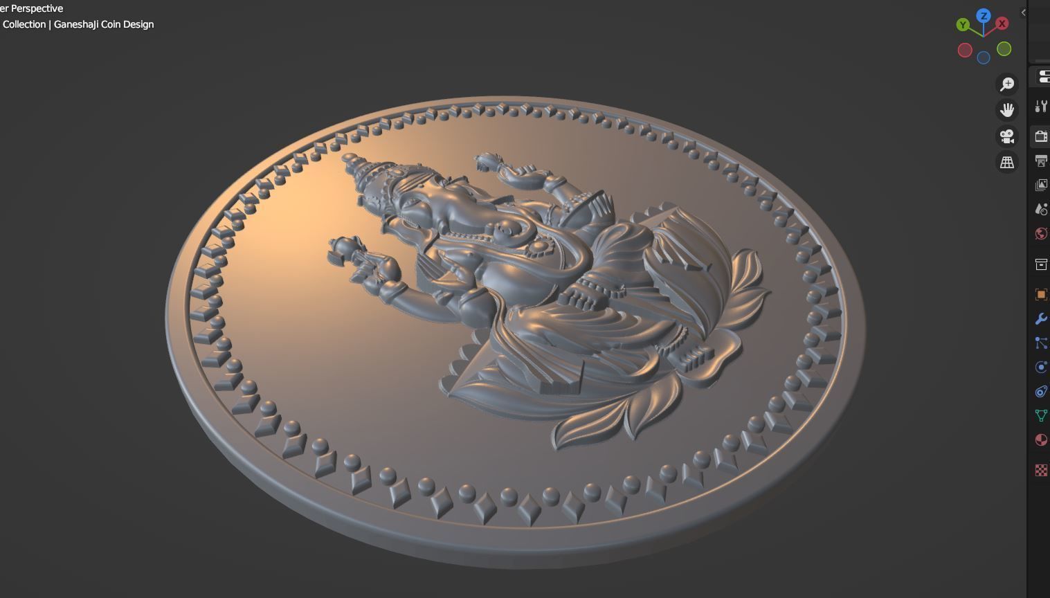 God Ganesh Ji Coin Design File 3D print model_9