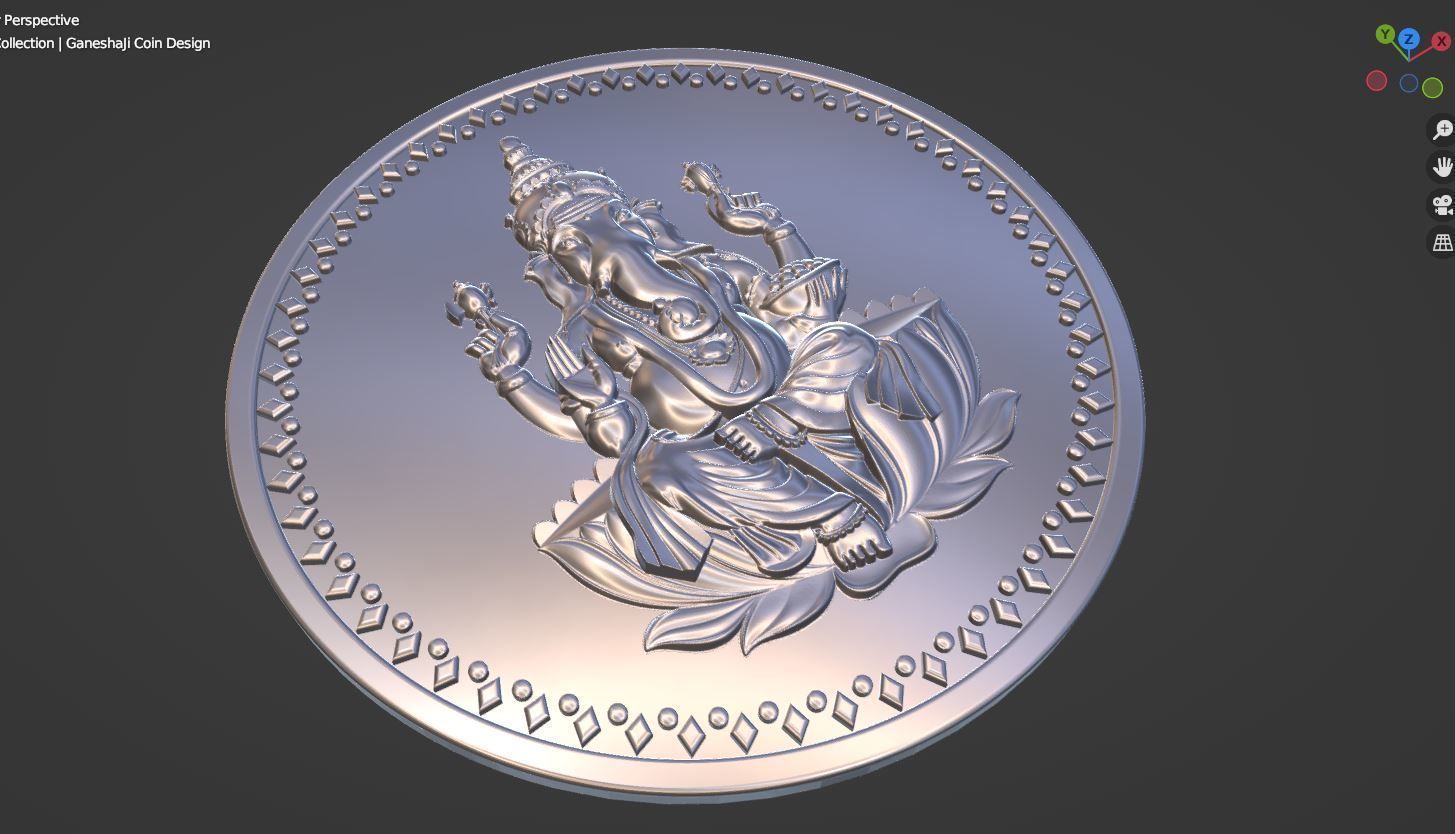 God Ganesh Ji Coin Design File 3D print model_6