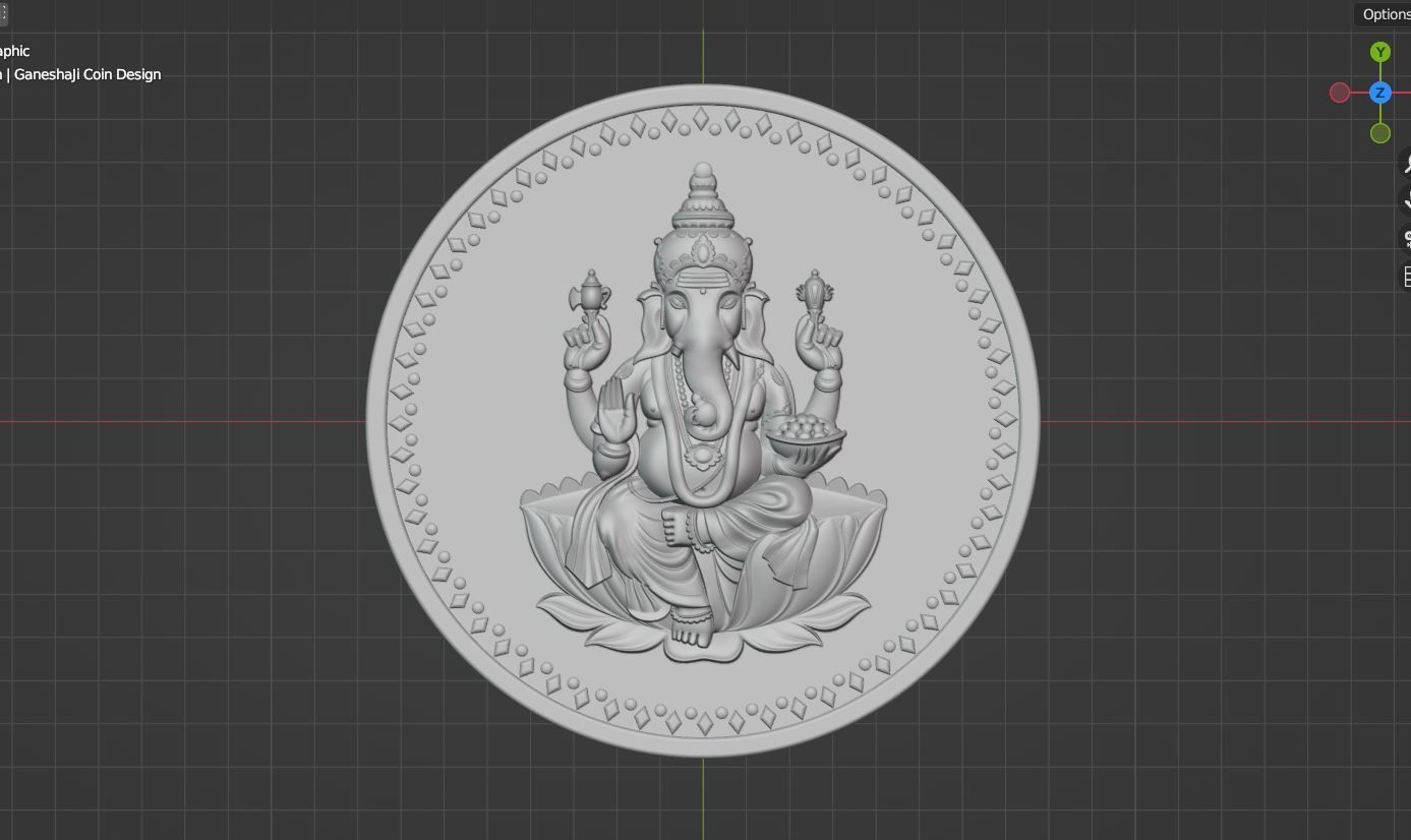 God Ganesh Ji Coin Design File 3D print model_1