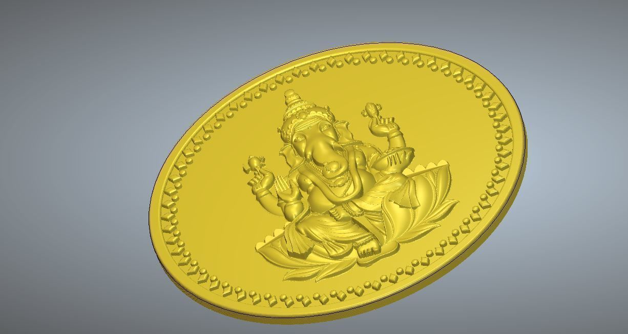 God Ganesh Ji Coin Design File 3D print model_8