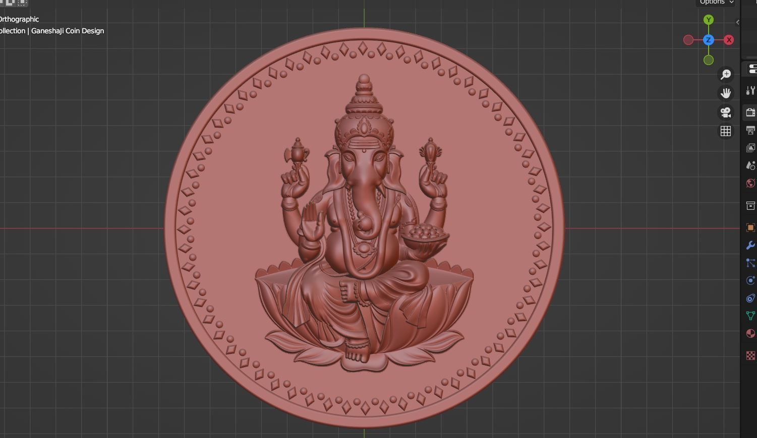 God Ganesh Ji Coin Design File 3D print model_3