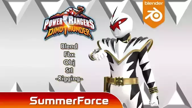 White Dino Ranger - Dino Thunder Low-poly 3D model