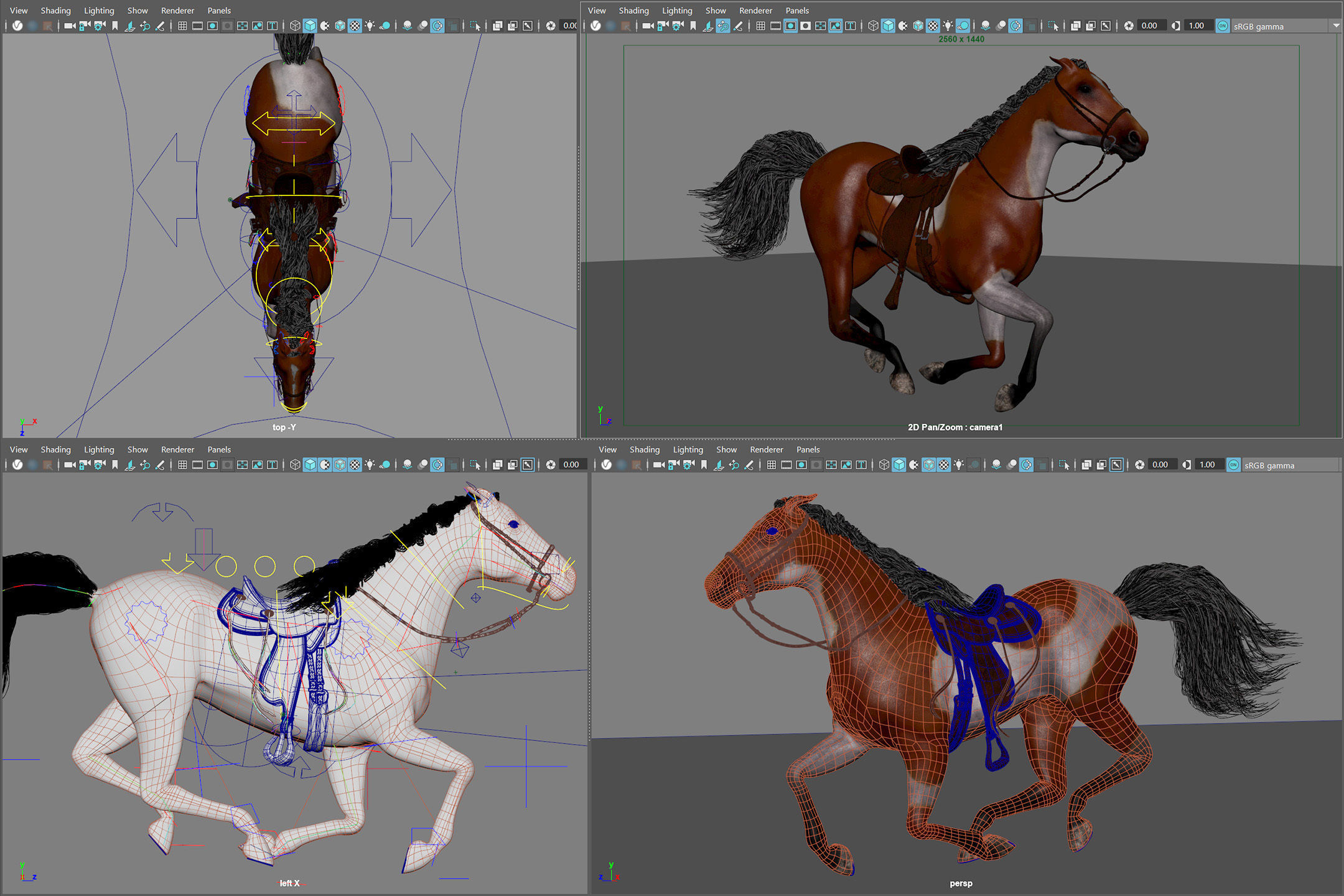 Animated Horses v5 3D model_7