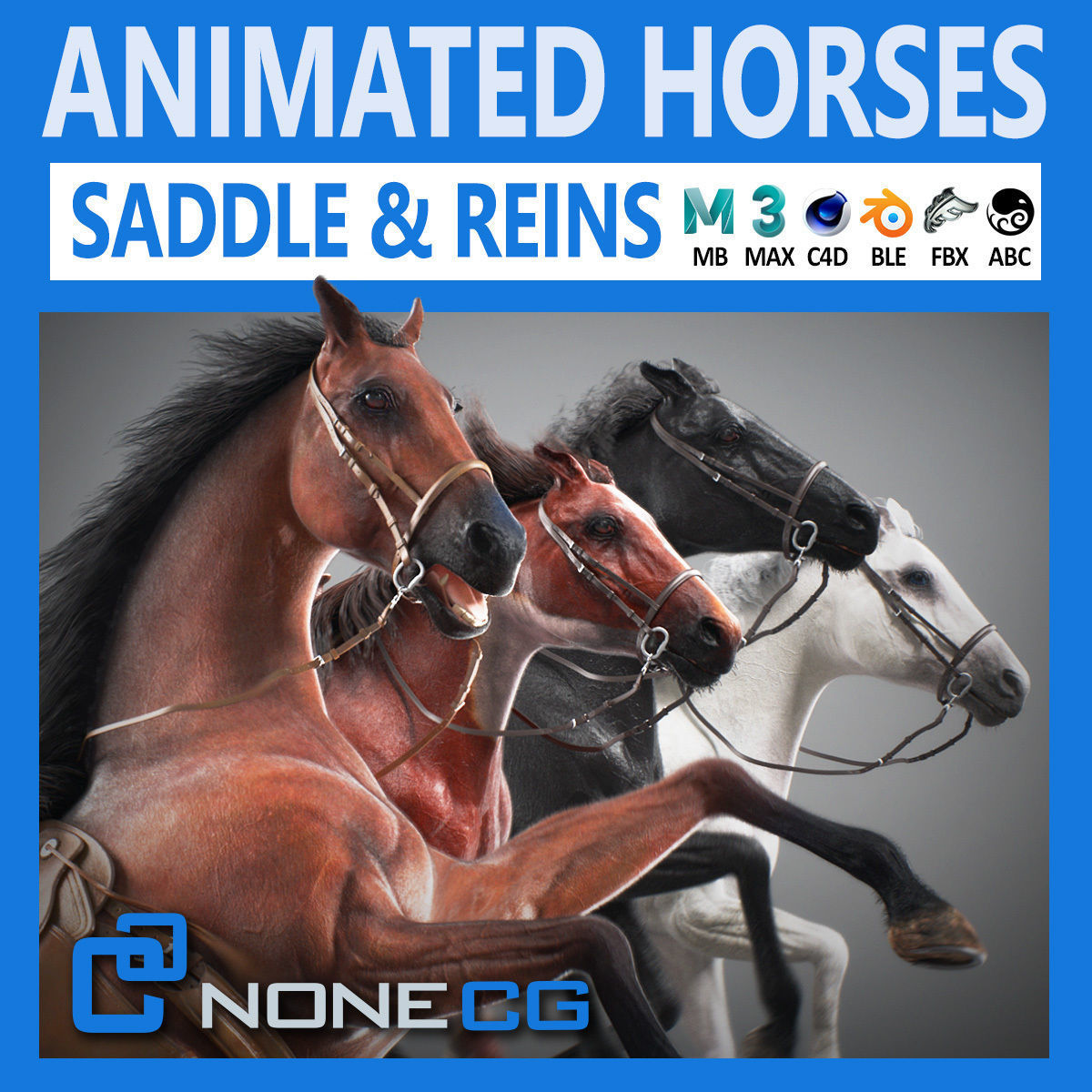 Animated Horses v5 3D model_0