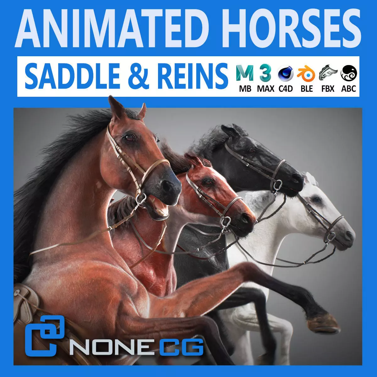 Animated Horses v5 3D model_0