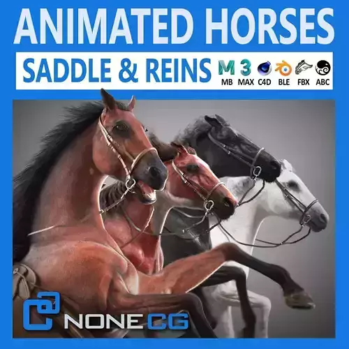 Animated Horses v5 3D model