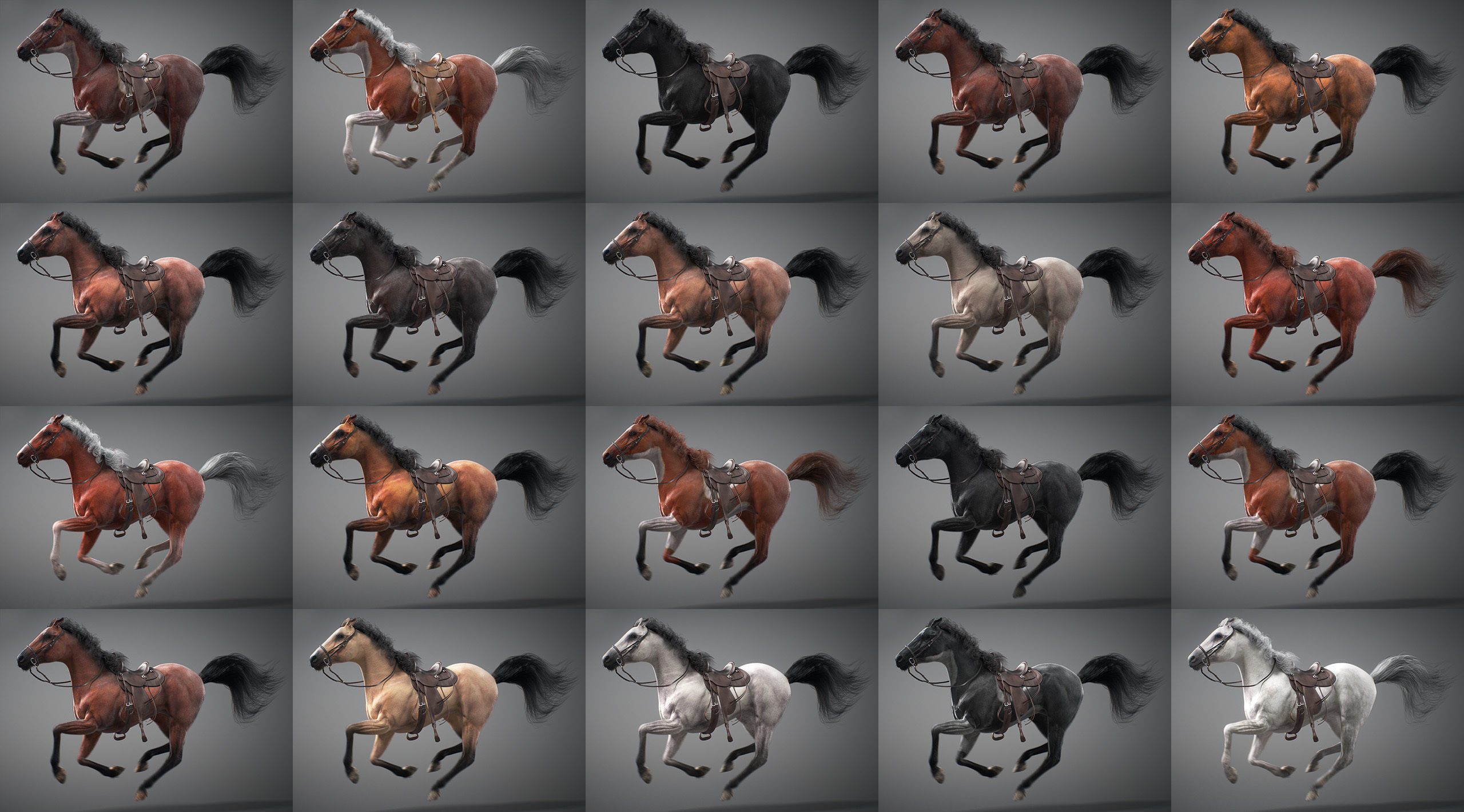 Animated Horses v5 3D model_5