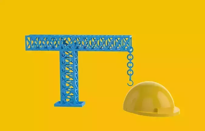 Tower crane and safety helmet 3D print model
