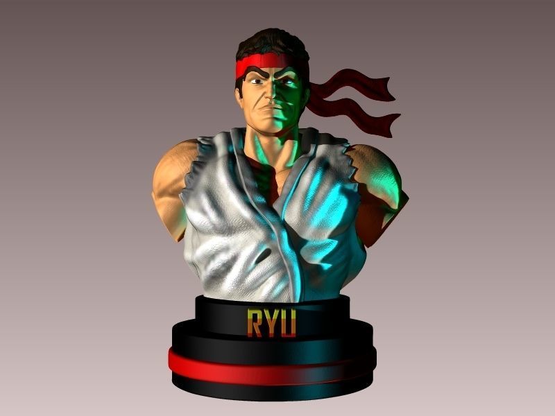 RYU 3 PACK VERSION STREET FIGHTERS BUST 3D print model_3