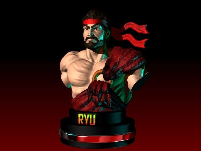 RYU 3 PACK VERSION STREET FIGHTERS BUST 3D print model_2