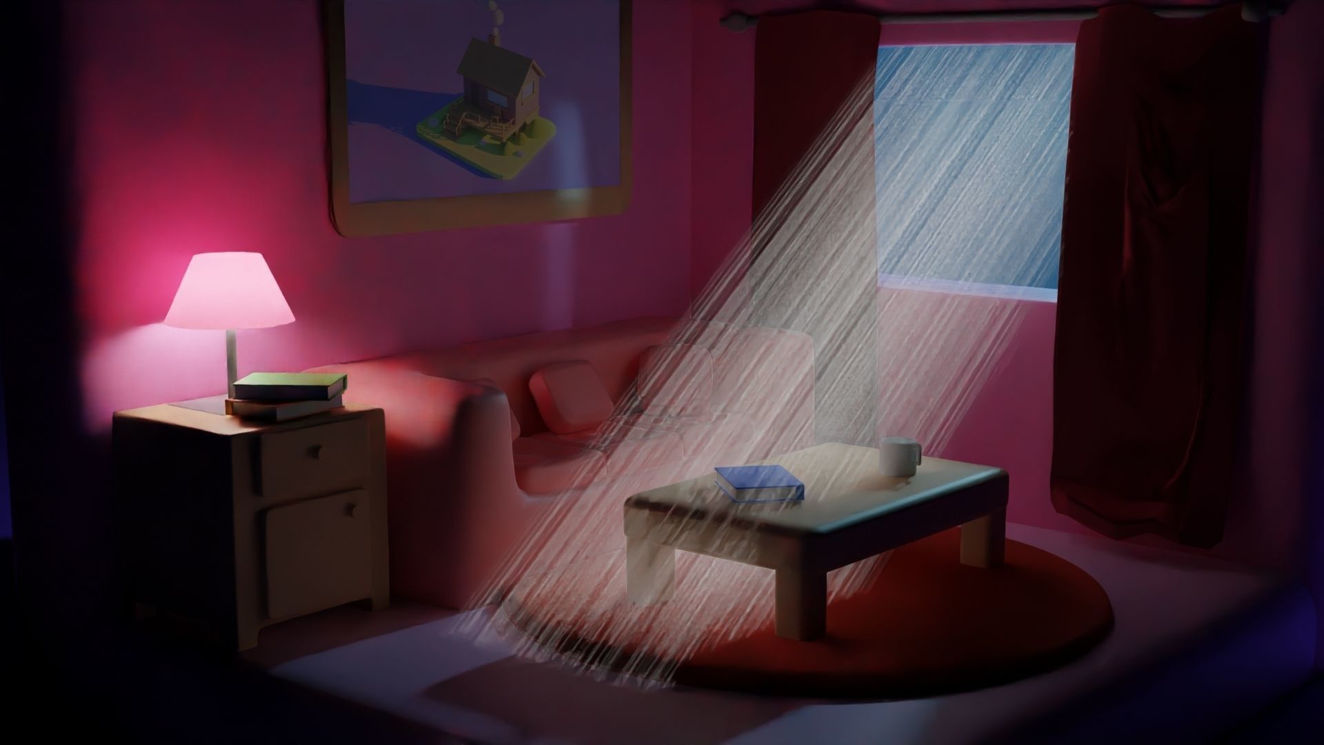 Living Room Low-poly 3D model_4