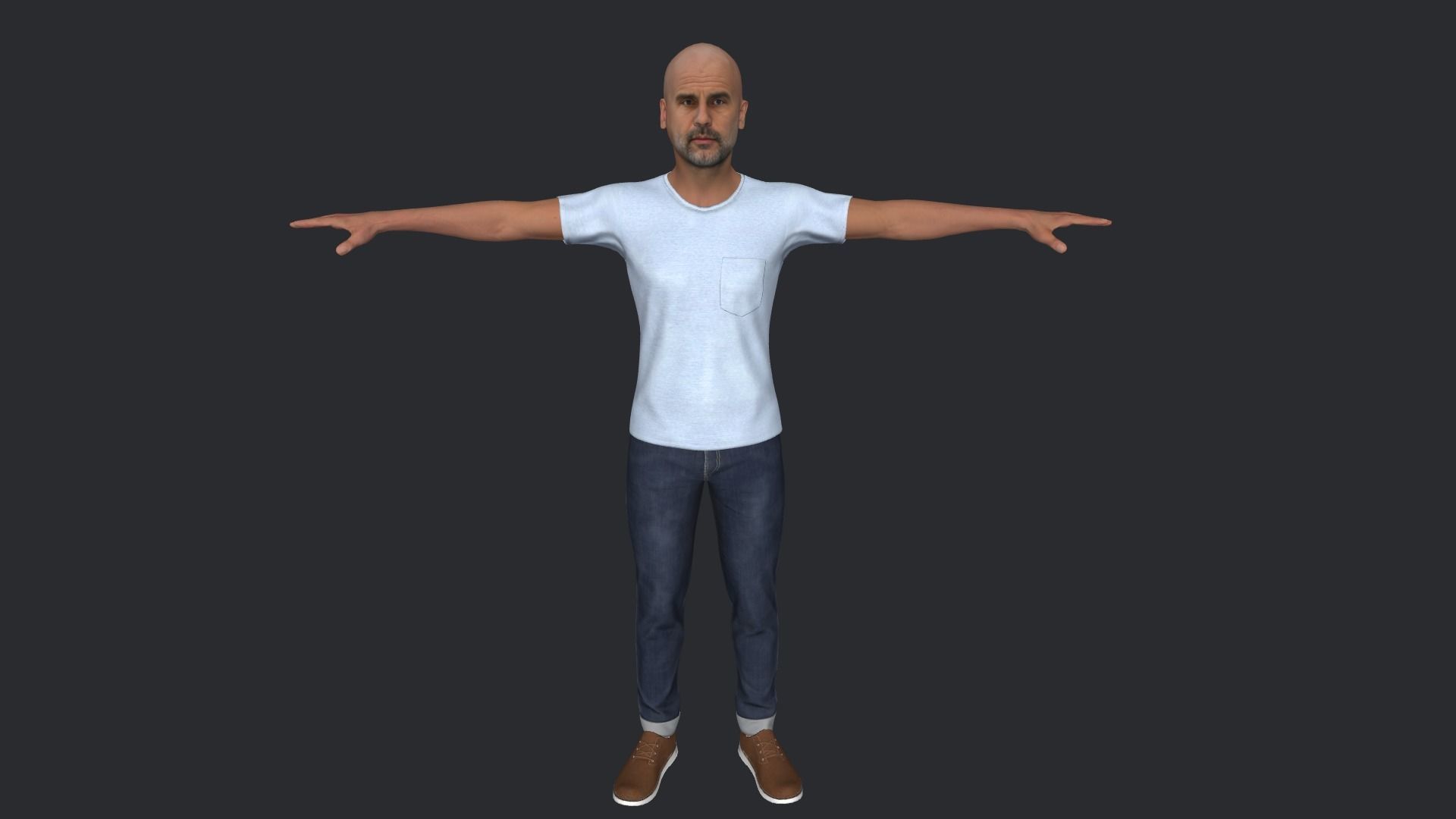 Pep Guardiola Hyper Realistic Full Body Rigged Character 3D model_7