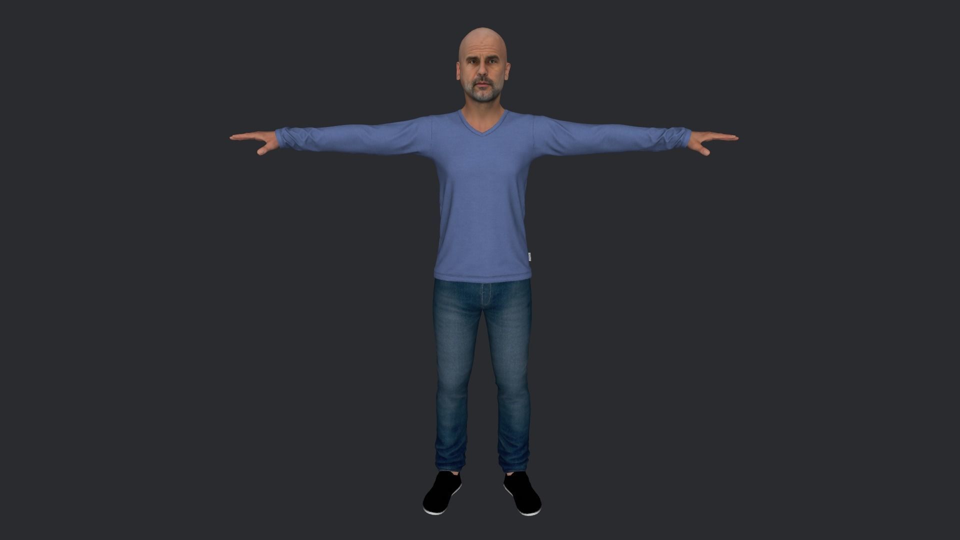 Pep Guardiola Hyper Realistic Full Body Rigged Character 3D model_18