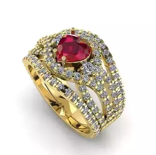 Ring with a stone in the shape of a heart N01361