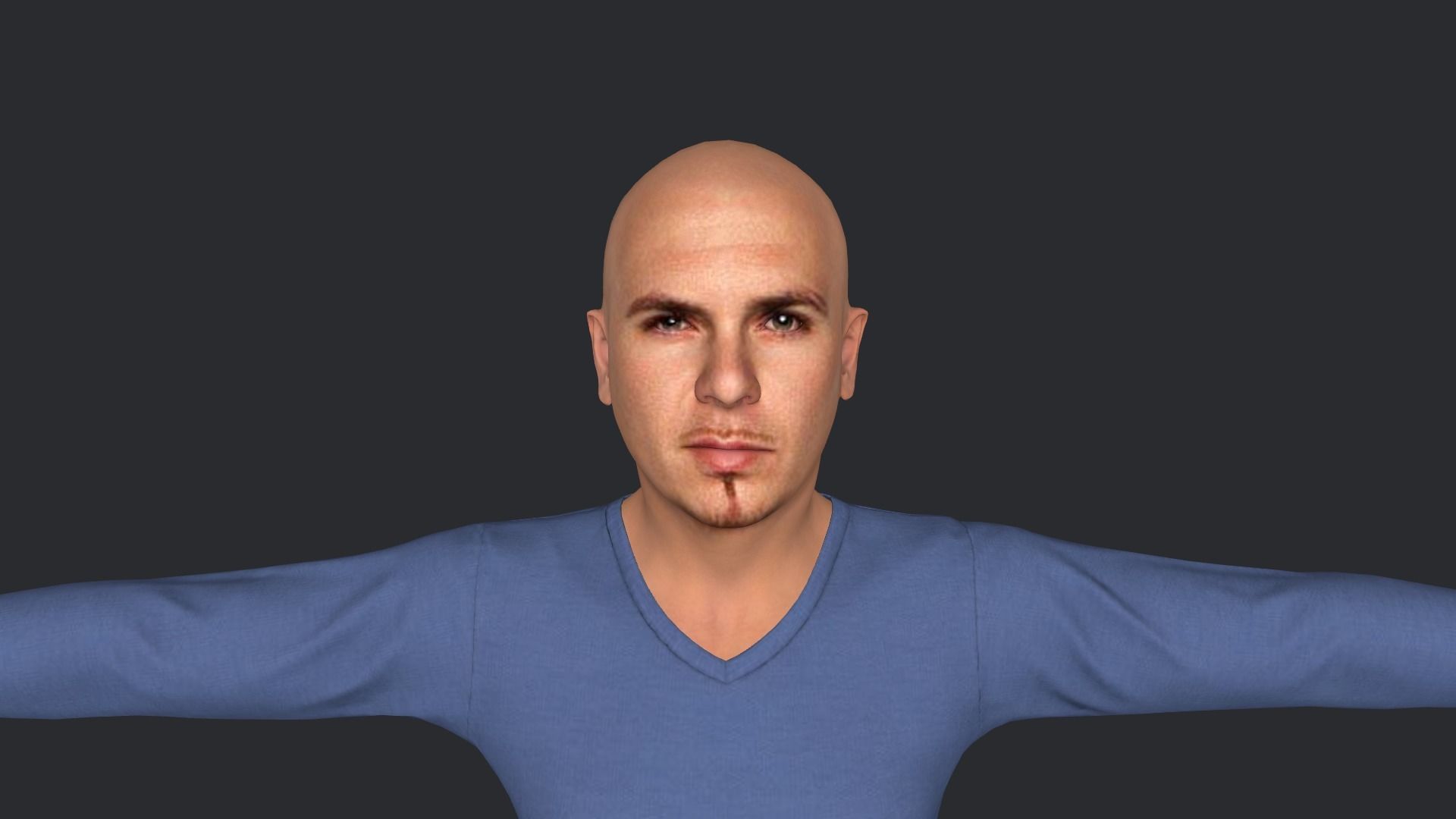 pitbull Singer Hyper Realistic Full Body Rigged Character 3D model_16