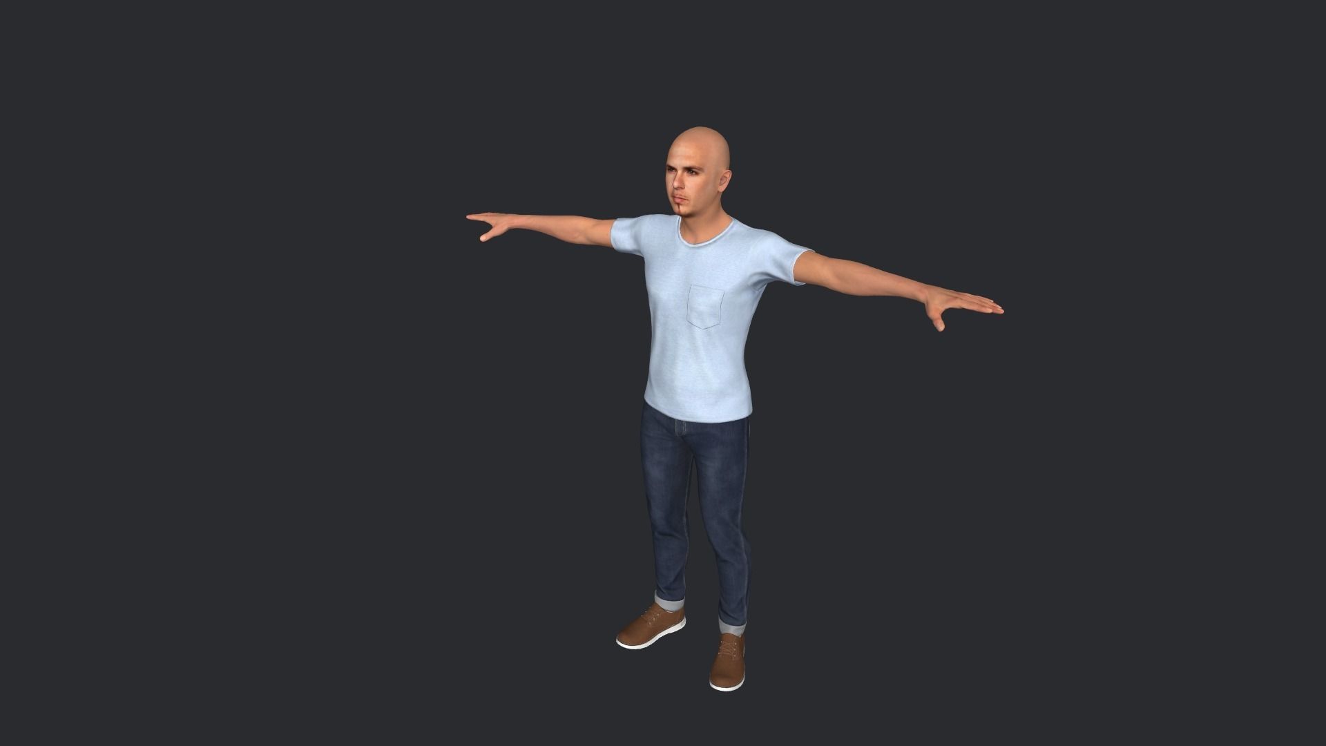 pitbull Singer Hyper Realistic Full Body Rigged Character 3D model_8