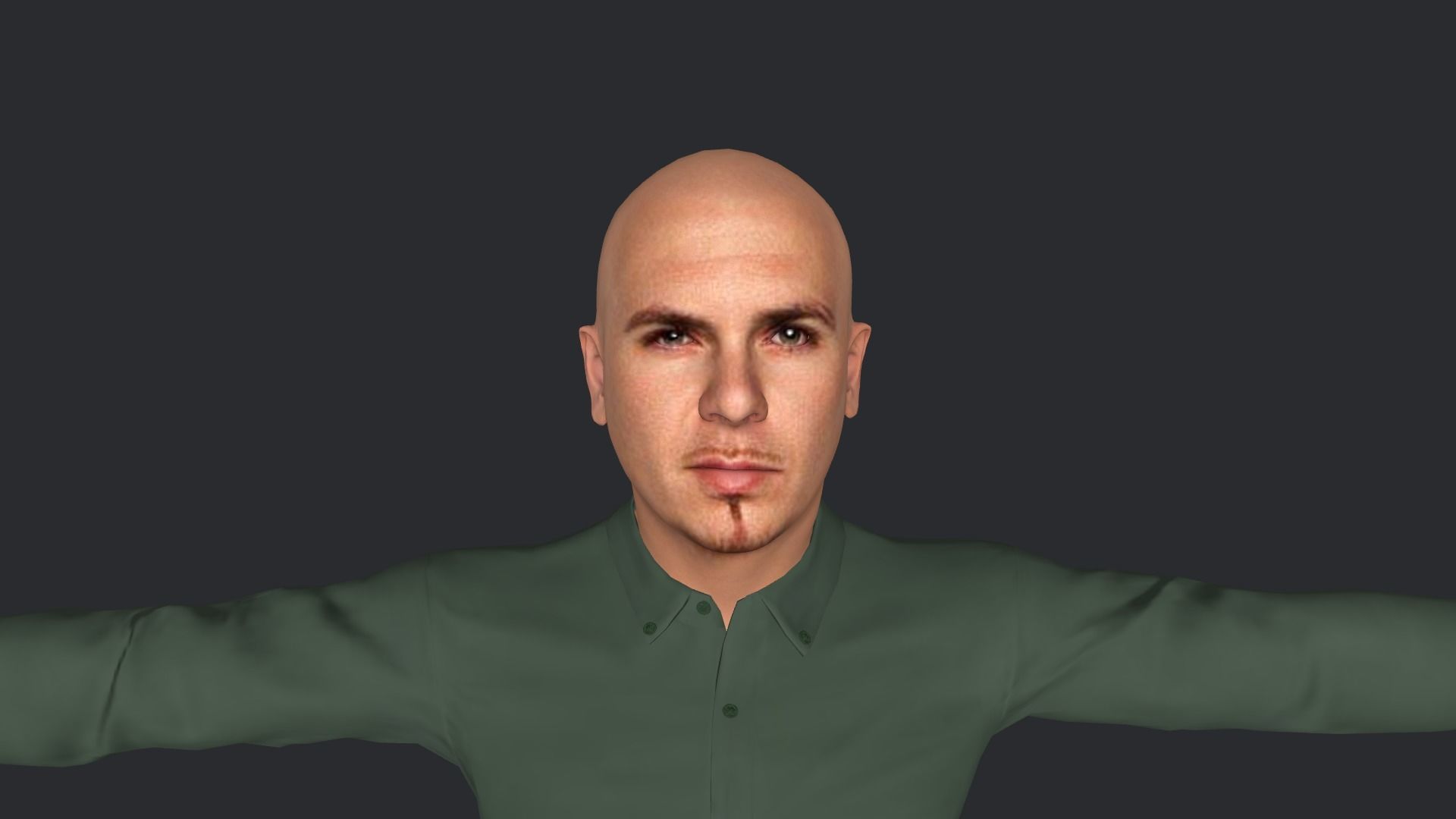 pitbull Singer Hyper Realistic Full Body Rigged Character 3D model_32