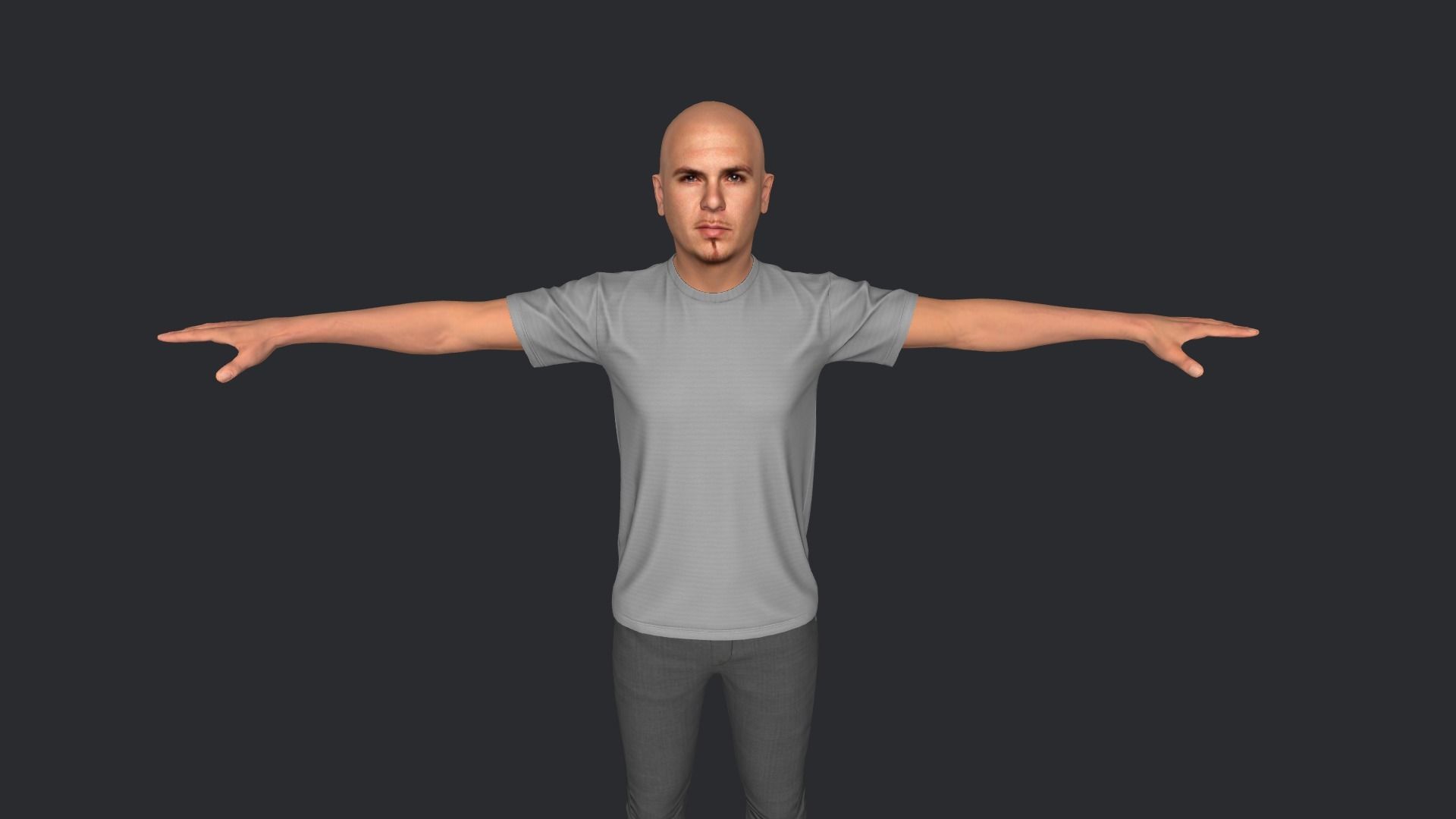 pitbull Singer Hyper Realistic Full Body Rigged Character 3D model_18