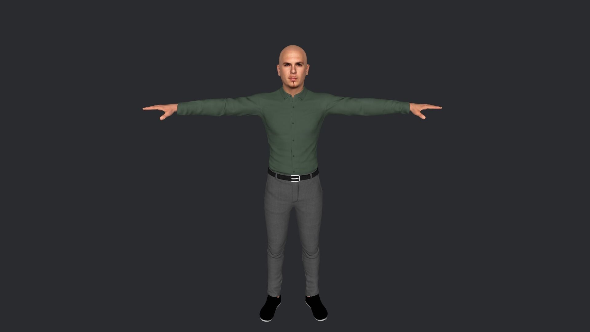 pitbull Singer Hyper Realistic Full Body Rigged Character 3D model_2