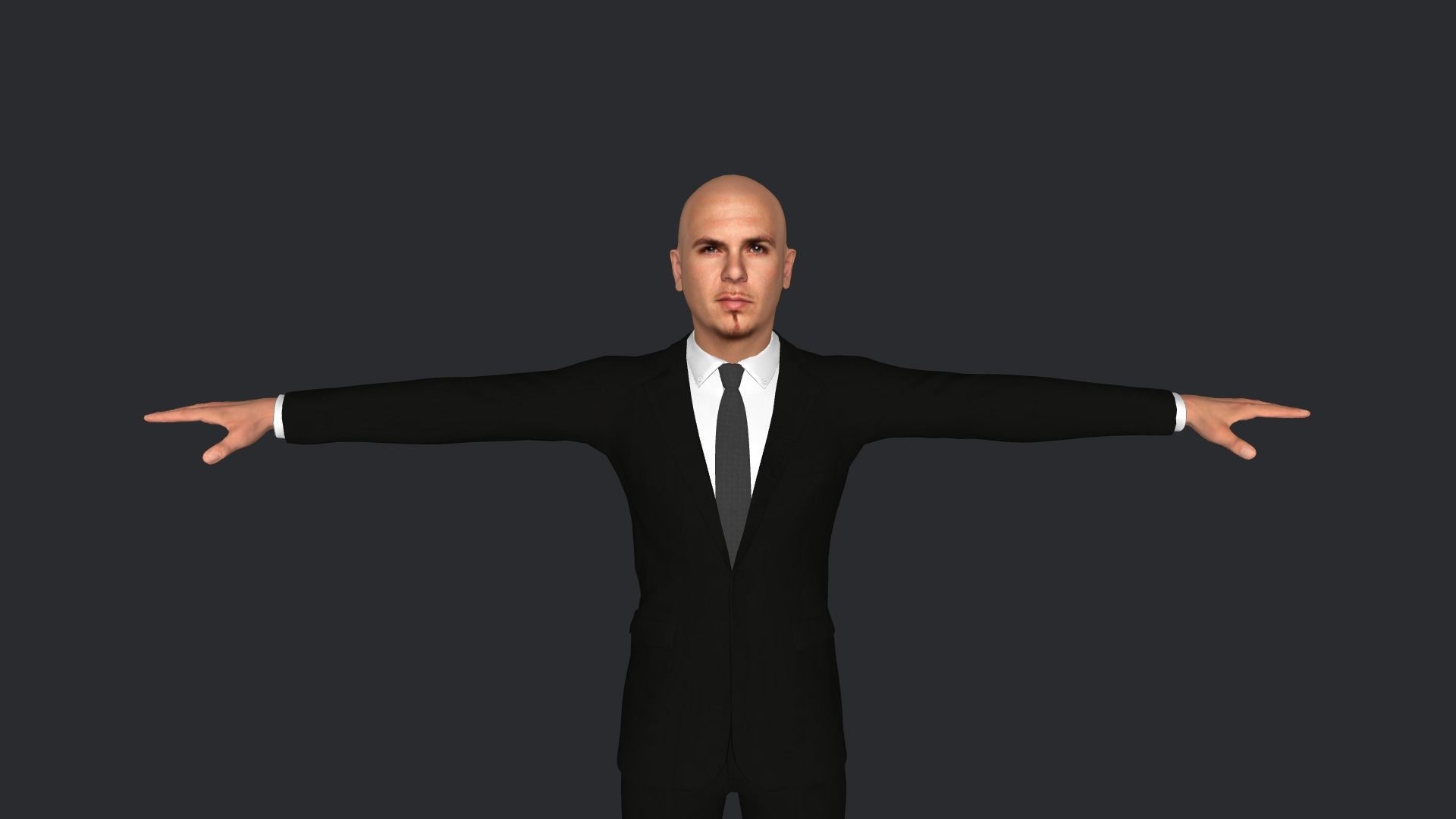 pitbull Singer Hyper Realistic Full Body Rigged Character 3D model_1