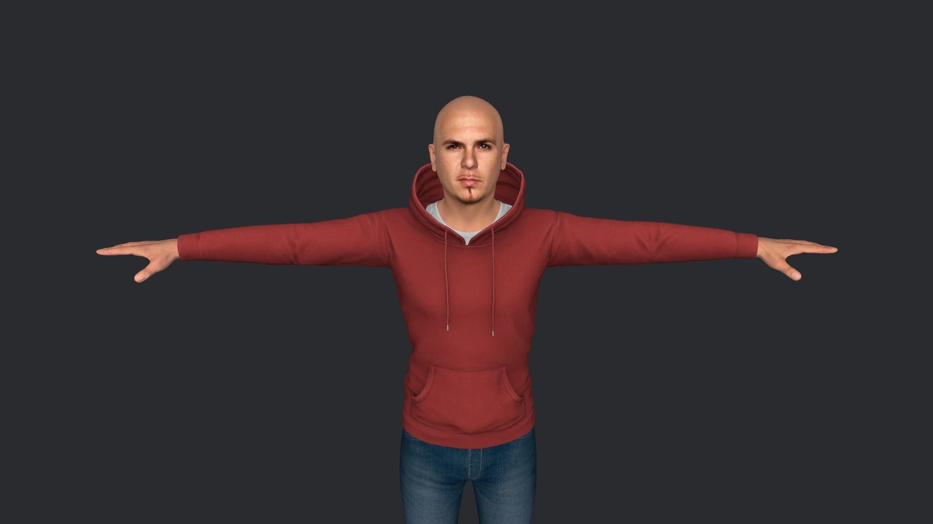 pitbull Singer Hyper Realistic Full Body Rigged Character 3D model_11