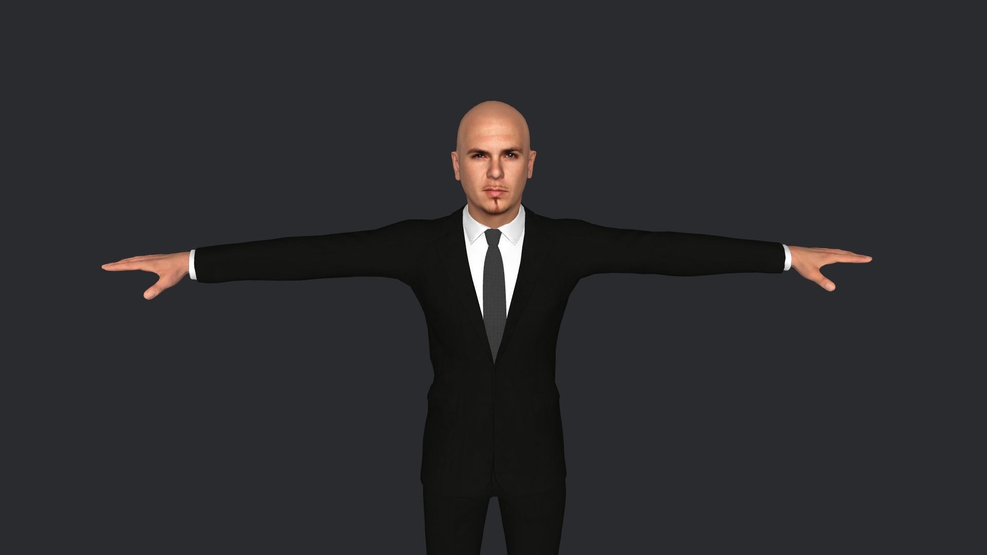 pitbull Singer Hyper Realistic Full Body Rigged Character 3D model_24