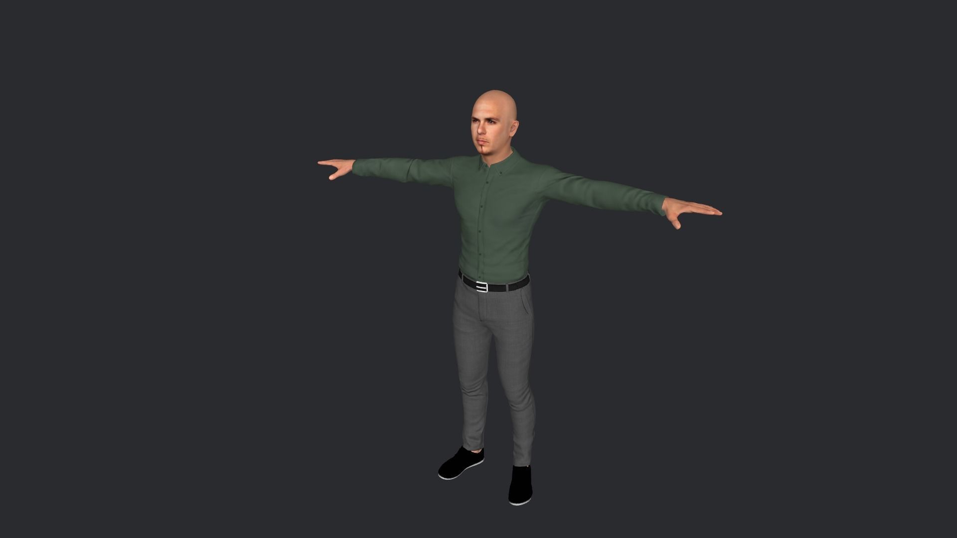 pitbull Singer Hyper Realistic Full Body Rigged Character 3D model_3