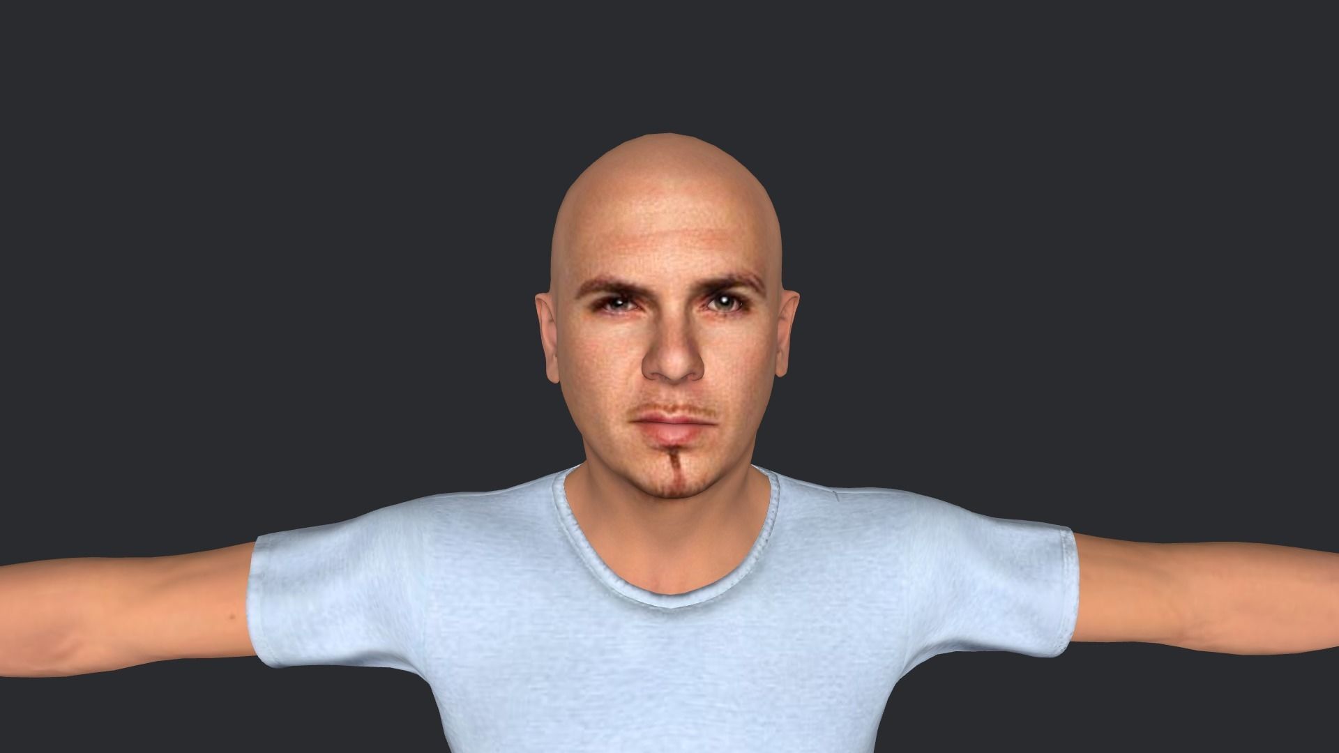 pitbull Singer Hyper Realistic Full Body Rigged Character 3D model_5