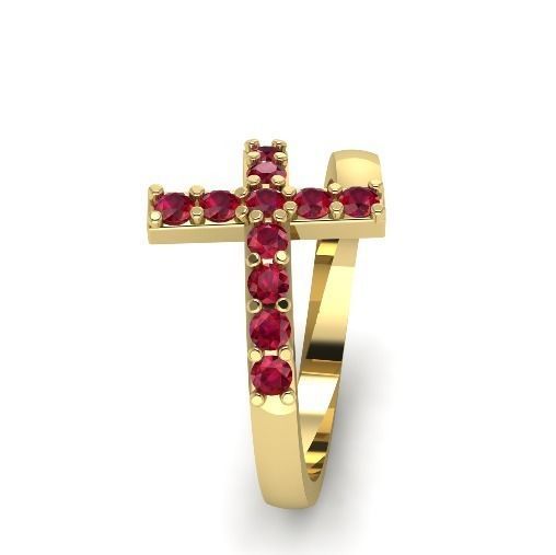 Ring with a cross N01355 3D print model_2