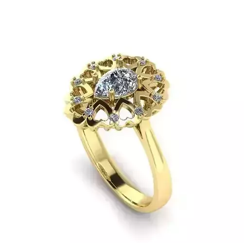 Ring with hearts N01348