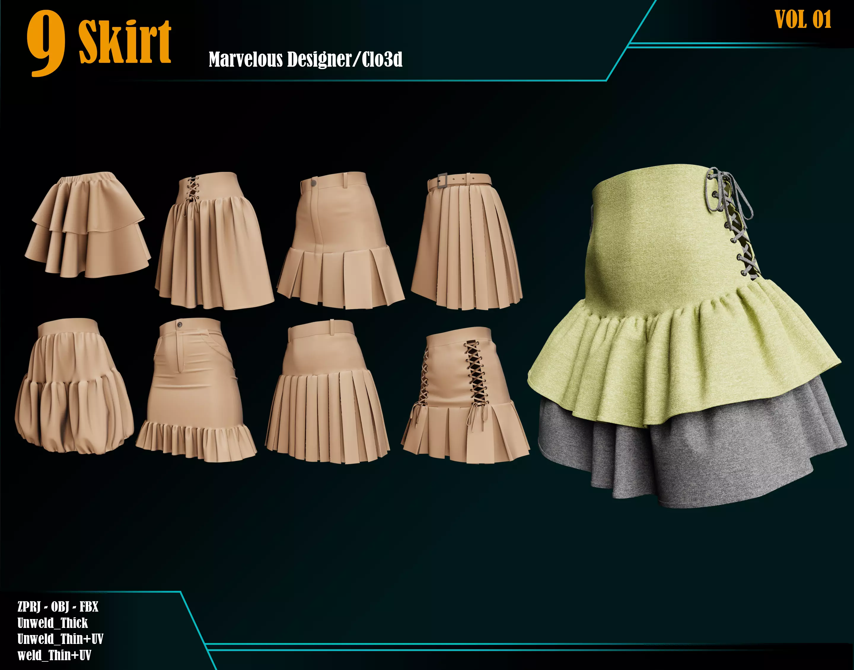 9 Skirt qVOL 01 3D model
