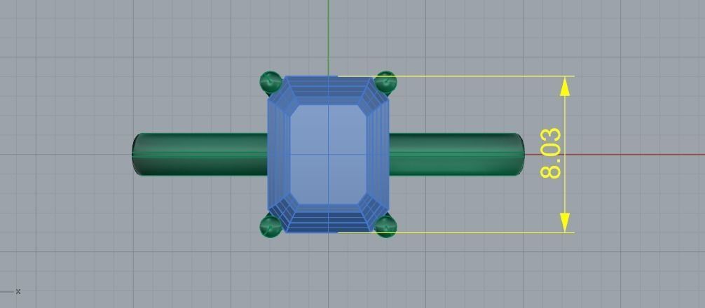 Womens ring with a rectangle stone N01324 3D print model_6