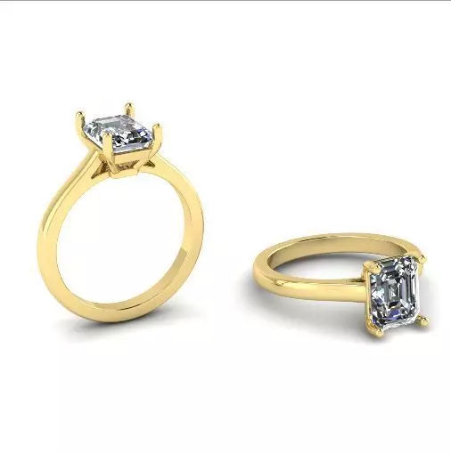 Womens ring with a rectangle stone N01324 3D print model_0