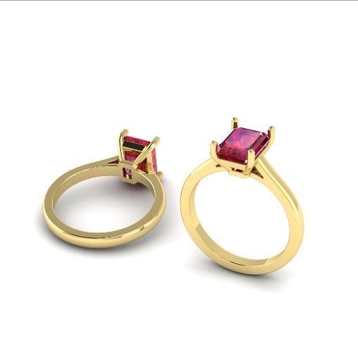 Womens ring with a rectangle stone N01324 3D print model_3