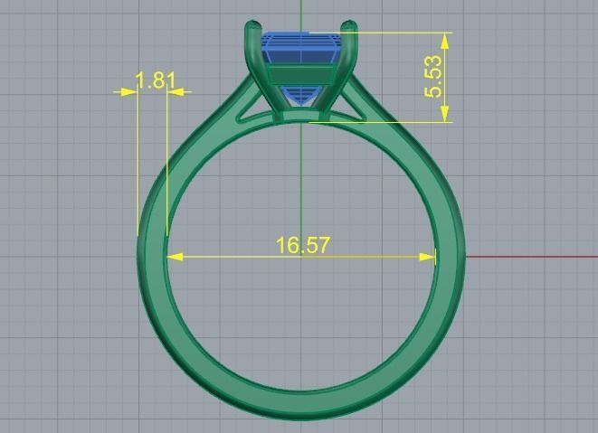 Womens ring with a rectangle stone N01324 3D print model_5