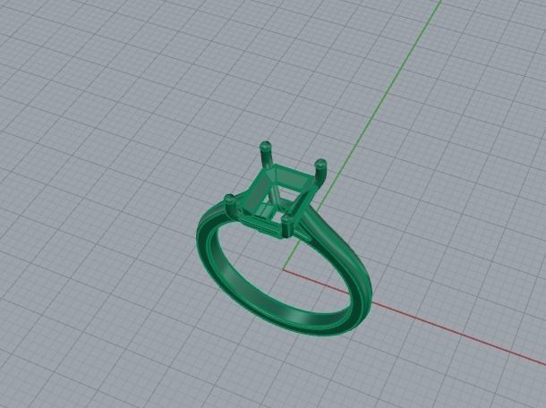 Womens ring with a rectangle stone N01324 3D print model_4