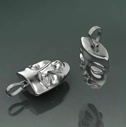 Pendant Mask Comedy and tragedy N011627 3D print model_0