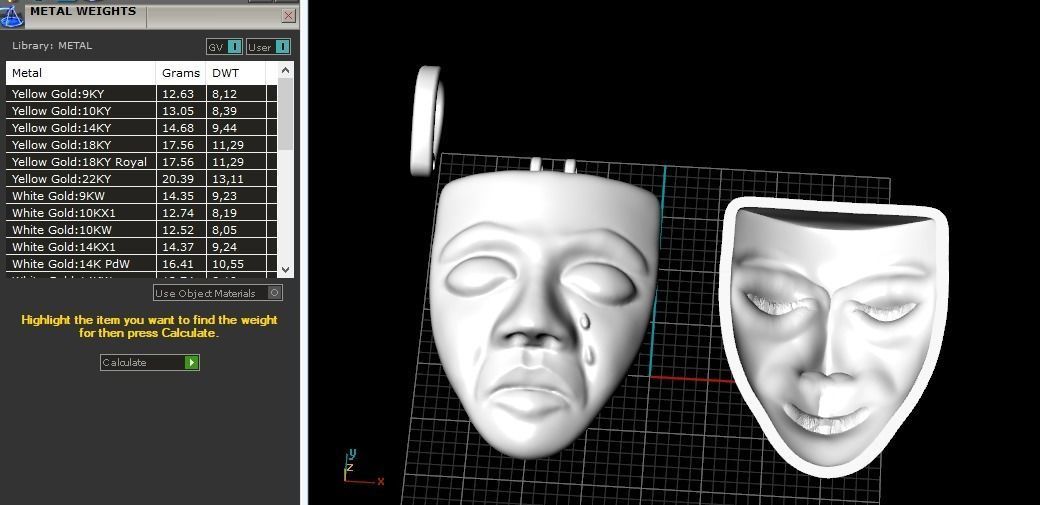 Pendant Mask Comedy and tragedy N011627 3D print model_8