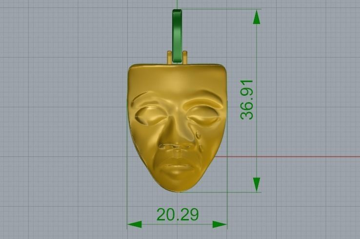 Pendant Mask Comedy and tragedy N011627 3D print model_6