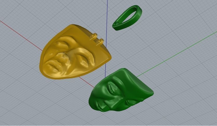 Pendant Mask Comedy and tragedy N011627 3D print model_3