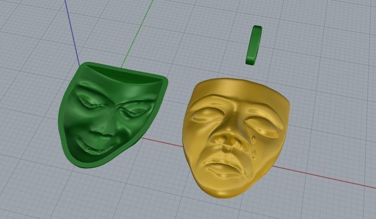 Pendant Mask Comedy and tragedy N011627 3D print model_2