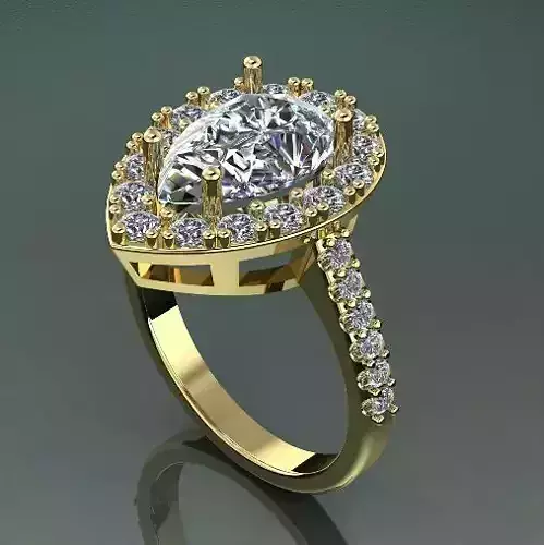 Pear stone ring N011572